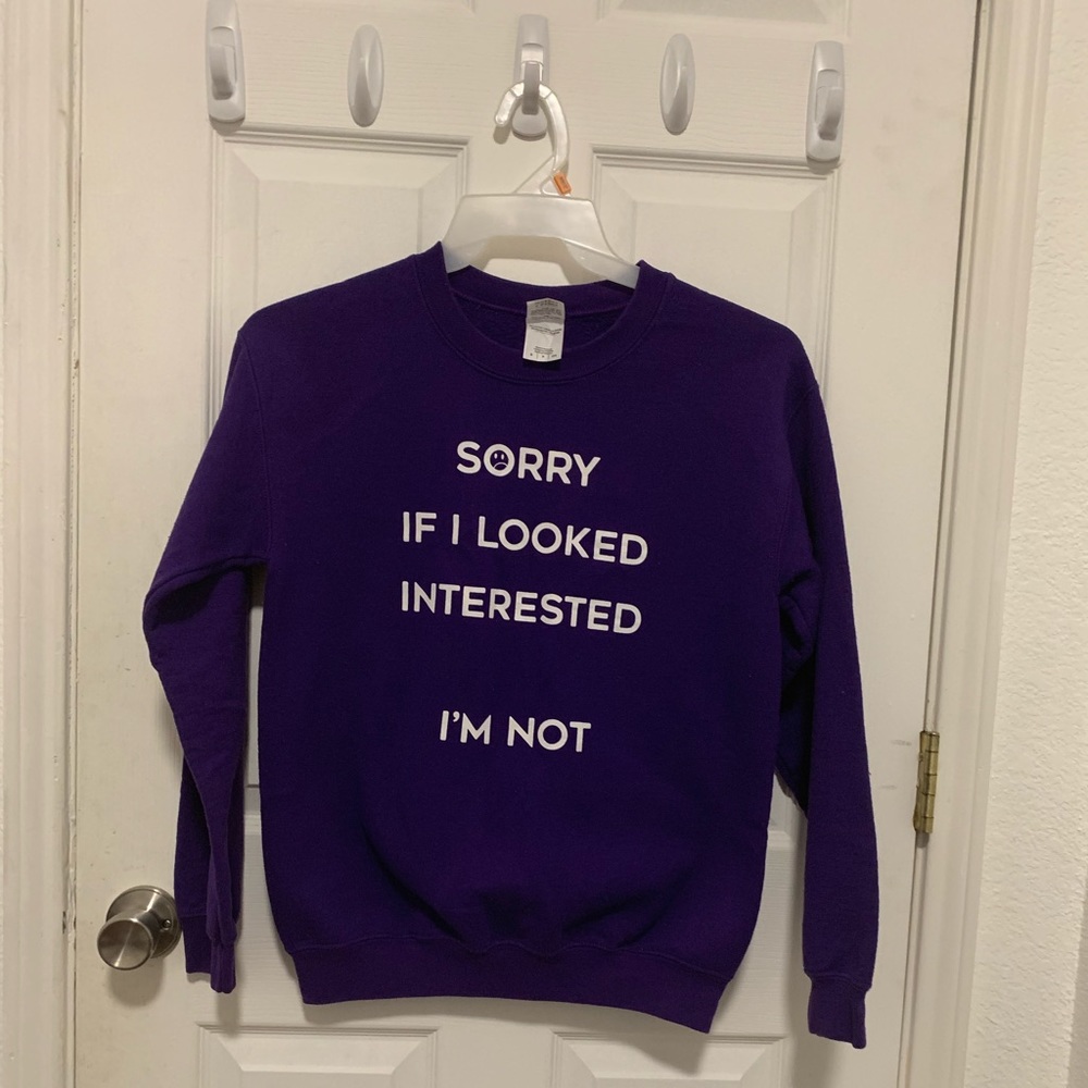 Funny sweatshirt! Big sale ! cute Purple color !